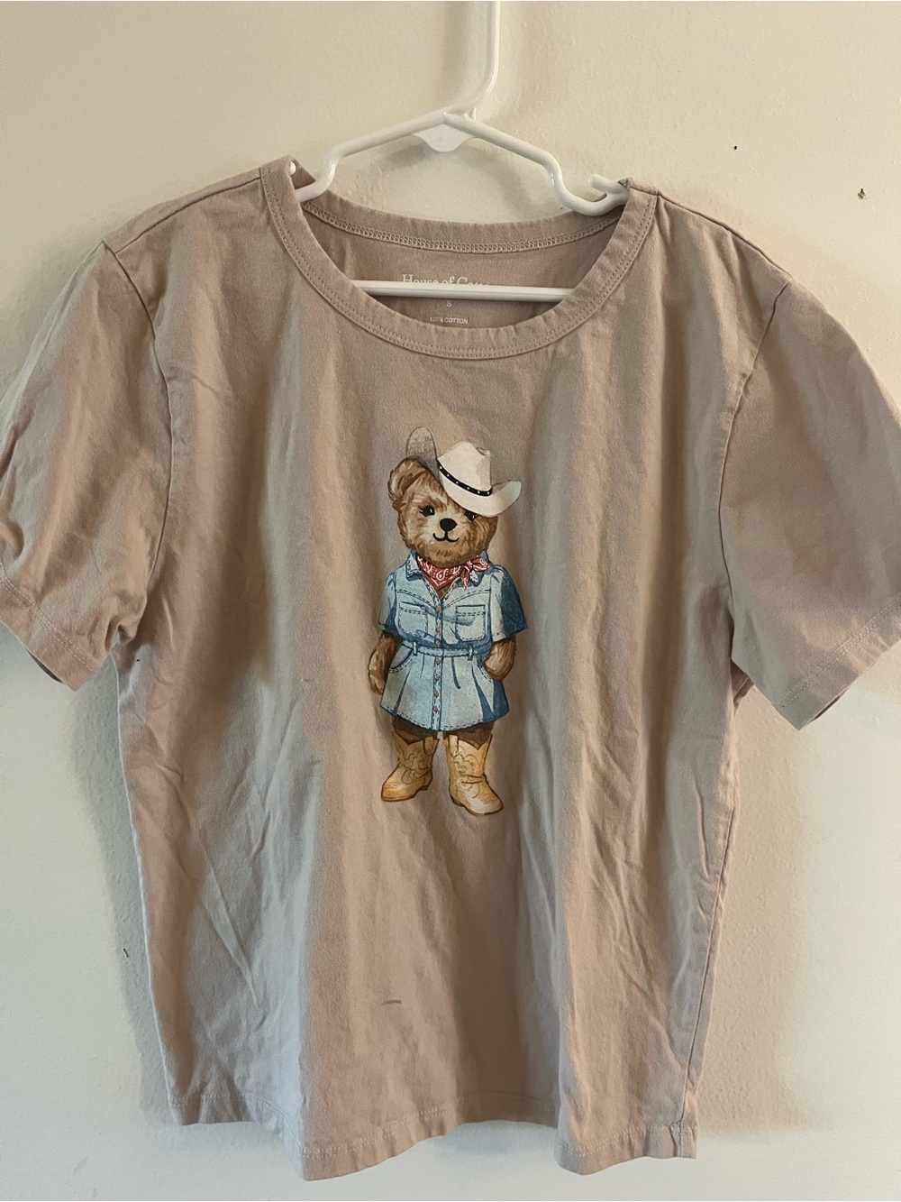 House of Cotton Western Teddy Bear short sleeve tee kids small 100%cotton